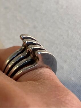 Vintage Taxco Mexico Sterling Silver Multi Band Ring Size 6 Heavy Modernist